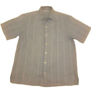 Caribbean Sky Blue Short Sleeve Linen Button‎ Down Shirt Sz M